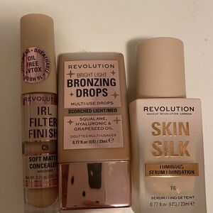 New revolution products (foundation, concealer, bronzing drops)